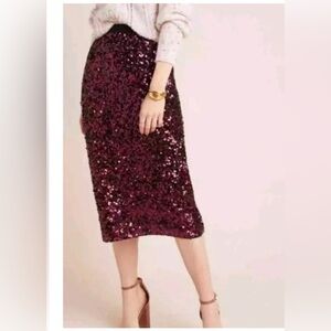 SHEIN Burgundy Sequin Pencil Skirt